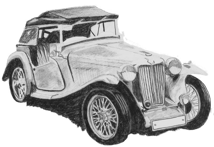 Download Vintage Car Drawing Drawing by Catherine Roberts