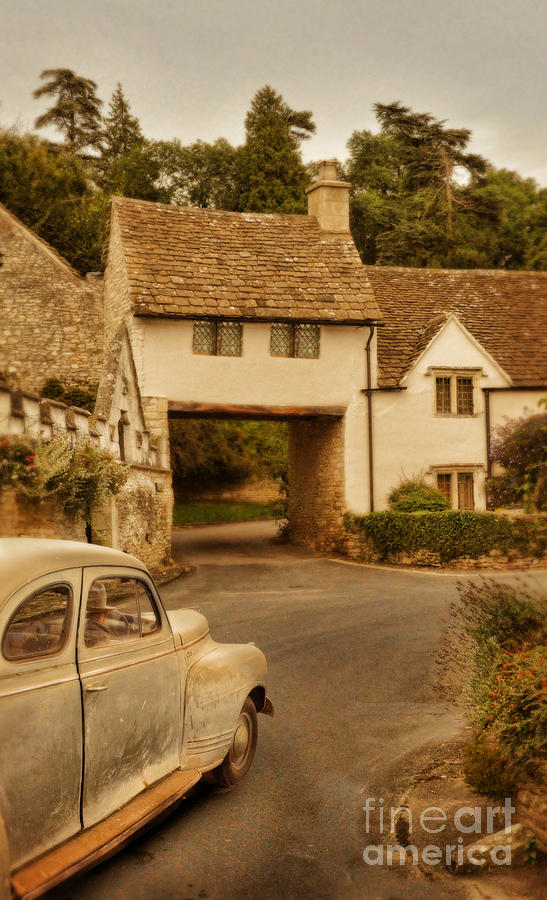 Vintage Car Driving Through Village Photograph by Jill Battaglia