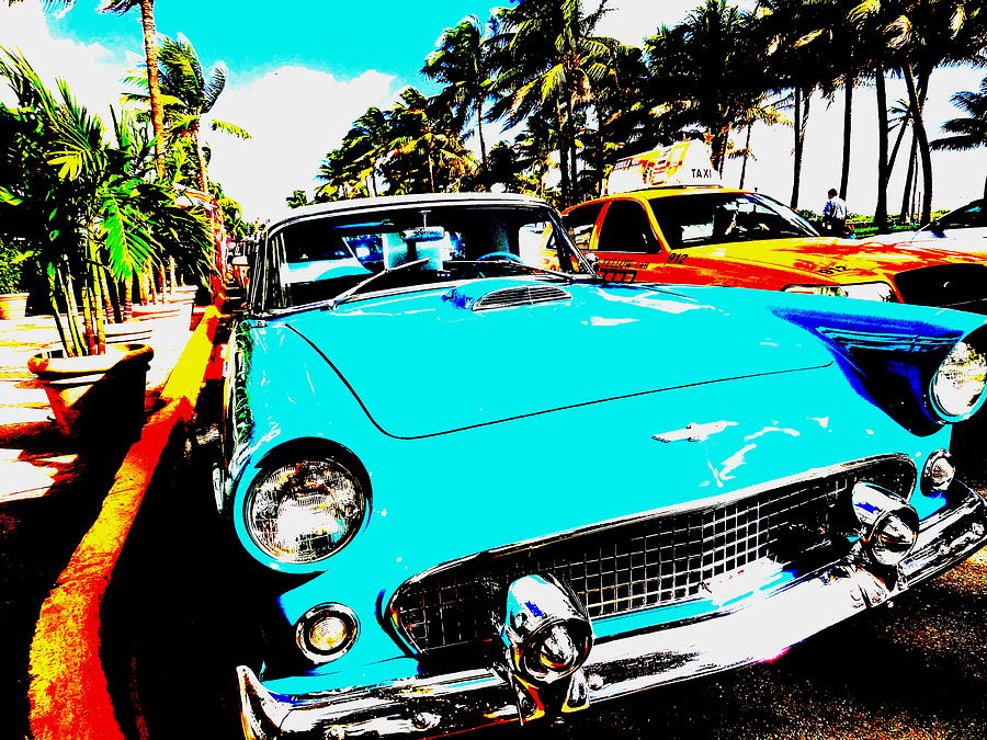 Vintage Car in South Beach Miami  Photograph by Funkpix Photo Hunter