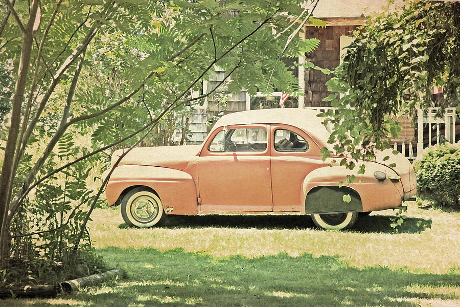 Salmon Photograph - Vintage Car in Terracotta by Brooke T Ryan