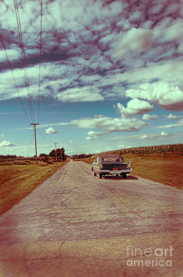Vintage Car on Country Road Photograph by Jill Battaglia