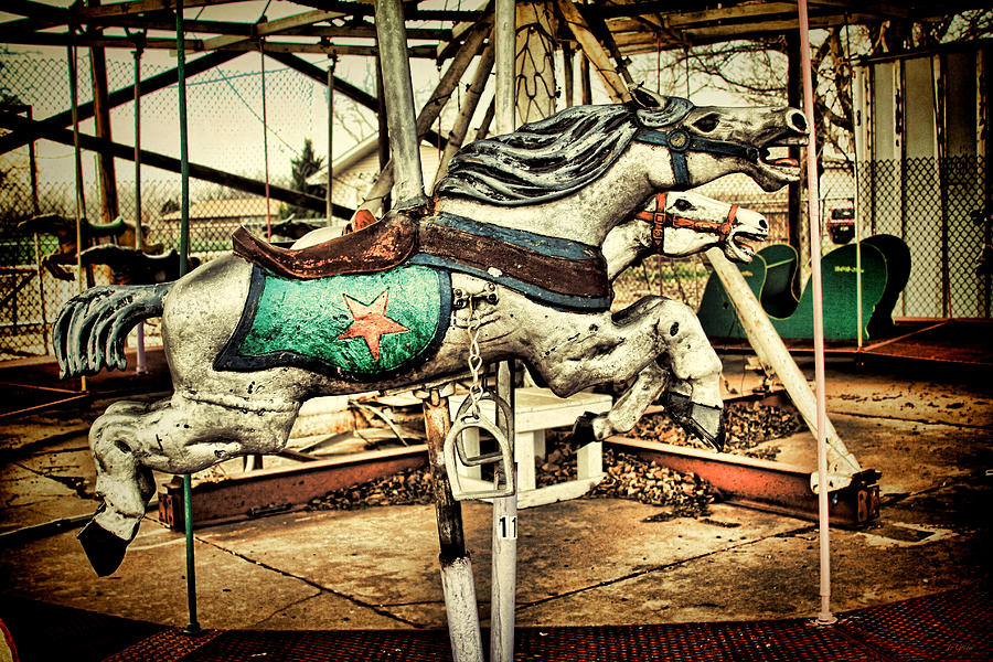 Horse Photograph - Vintage Carousel Horses 003 by Tony Grider