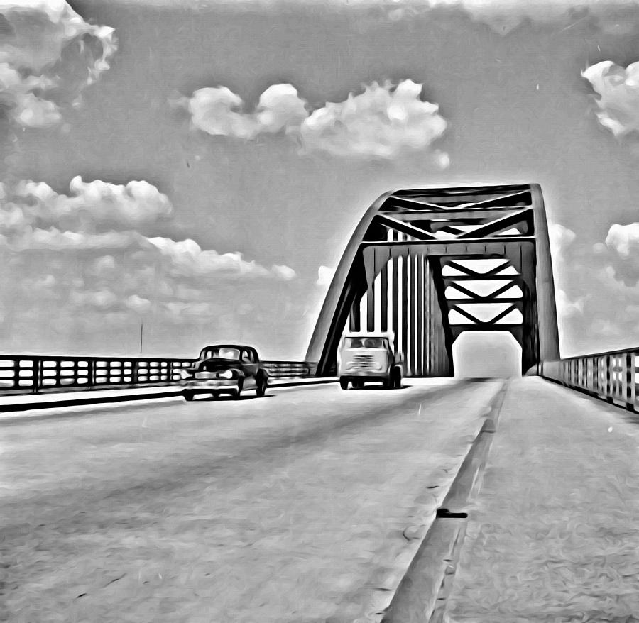 Vintage Cars on Bridge Painting by Florian Rodarte Pixels