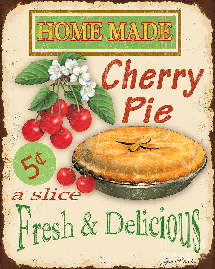 Vintage Cherry Pie Sign Digital Art by Jean Plout