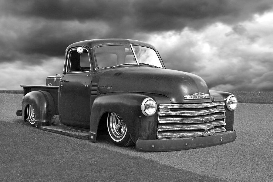 Vintage Chevy 1949 Black and White Photograph by Gill Billington