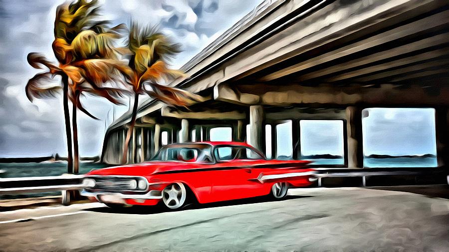 Vintage Chevy Impala Painting by Florian Rodarte