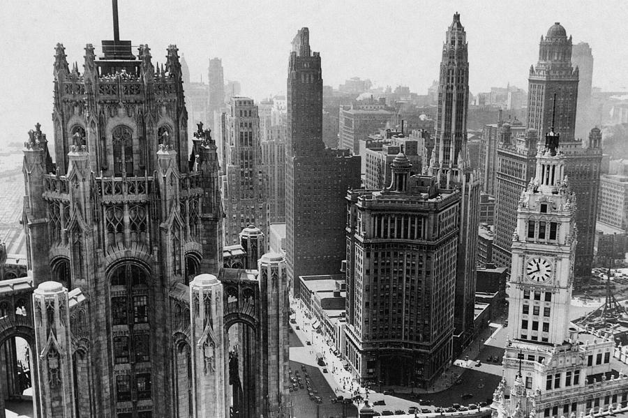 Vintage Chicago Skyline Photograph by Bob Horsch