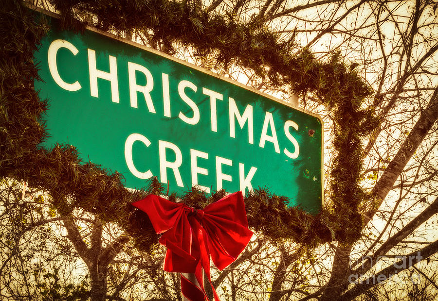 Vintage Christmas Creek sign Photograph by Imagery by Charly
