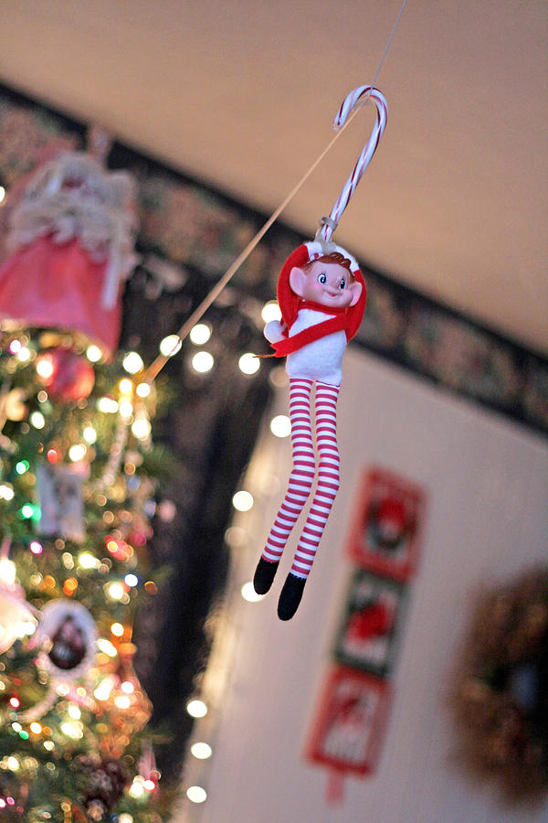 Vintage Christmas Elf Zipline Photograph by Barbara West