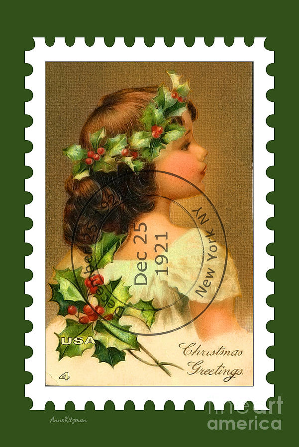 Vintage Christmas Stamp 1921 Digital Art by Anne Kitzman