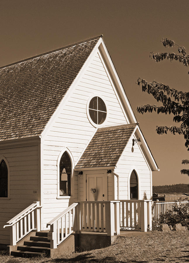 Vintage Photograph - Vintage Church in Sepia by Connie Fox