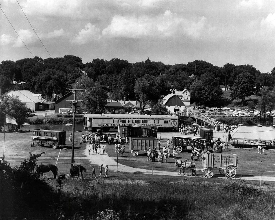 Vintage Circus In Town Setting Up Photograph by Retro Images Archive