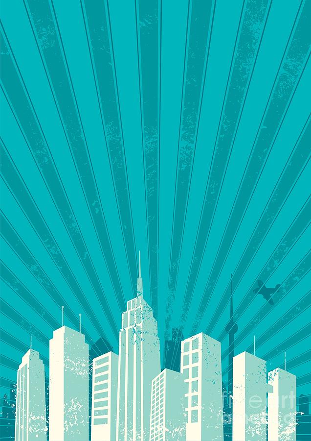 City Digital Art - Vintage City Background. A4 Proportions by Malchev City Digital Art - Vintage City Background. A4 Proportions by Malchev