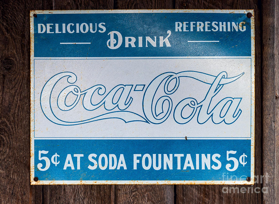 Sign Photograph - Vintage Coca Cola ad by Les Palenik
