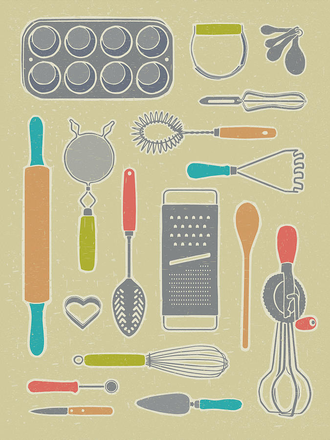 vintage cooking utensils clipart