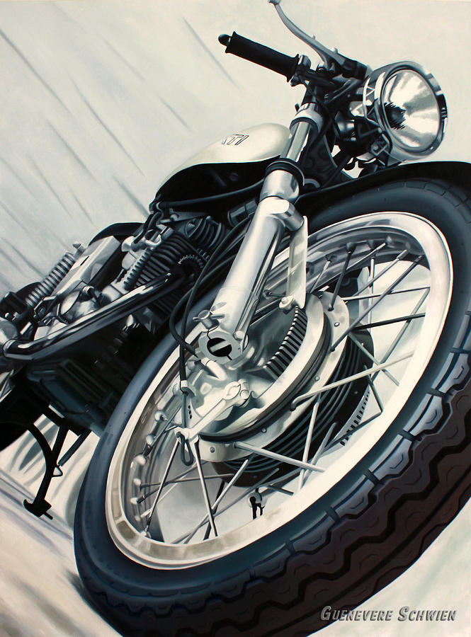 Motorcycle Painting - Vintage Ducati by Guenevere Schwien