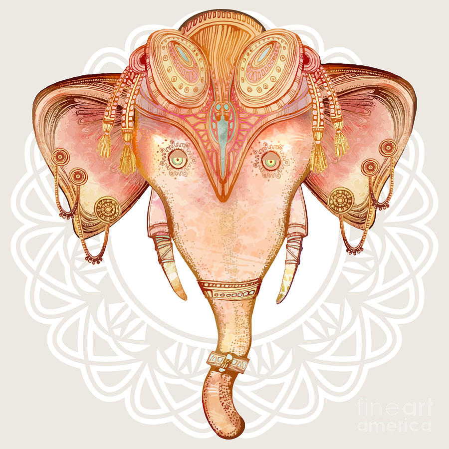 Fantasy Digital Art - Vintage Elephant Illustrationhand Draw by Polina Lina