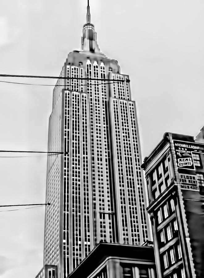 Vintage Empire State Building Digital Art by Cathy Anderson