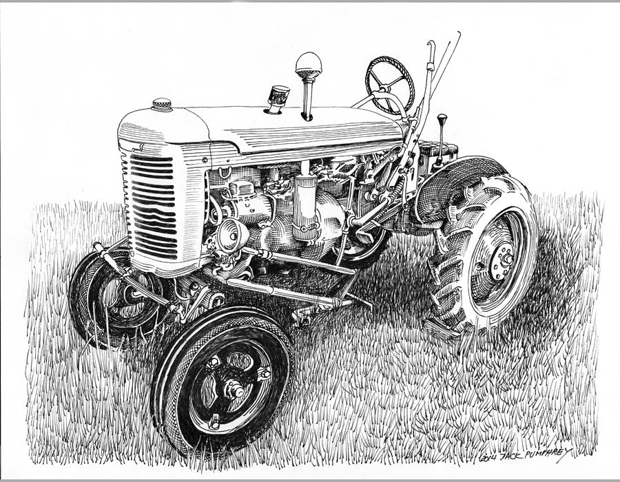 Vintage Farmall  I H W 6 Tractor Drawing by Jack Pumphrey