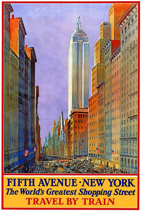 Vintage Fifth Avenue New York Travel Poster Digital Art by Georgia Clare