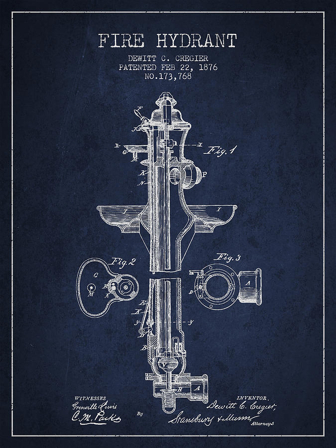 Vintage Digital Art - Vintage Fire Hydrant Patent from 1876 by Aged Pixel