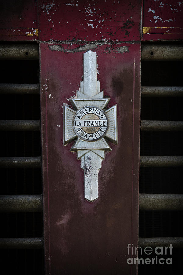 Vintage Fire Truck Emblem Photograph by Carrie Cranwill