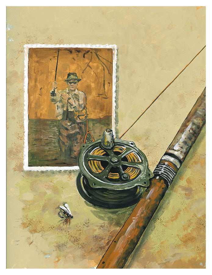 Vintage Fly Fishing Painting by Robin Pelton - Pixels