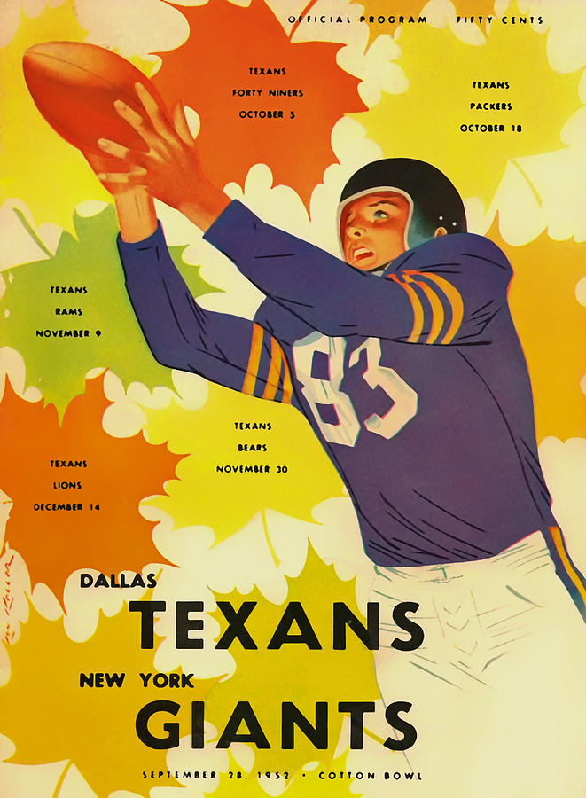 Vintage Football Program - Dallas Texans versus New York Giants 1952 Photograph by Mountain Dreams