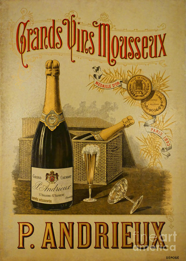 Wine Photograph - Vintage French Poster Andrieux Wine by Olivier Le Queinec