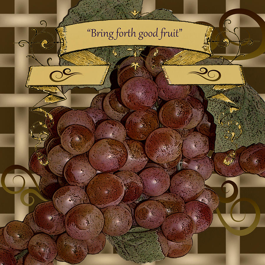 Vintage Fruit of the Vine Digital Art by TnBackroadsPhotos 