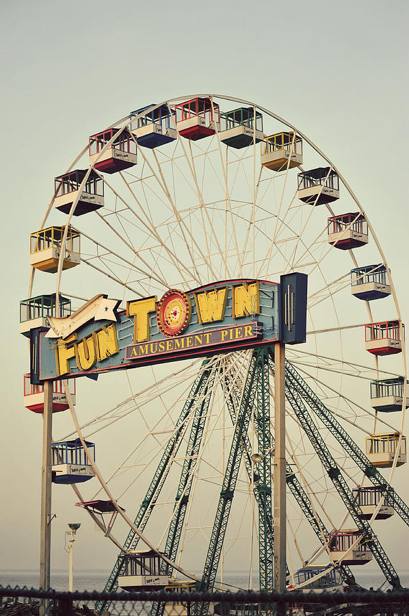 Vintage Photograph - Vintage Funtown Ferris Wheel by Terry DeLuco