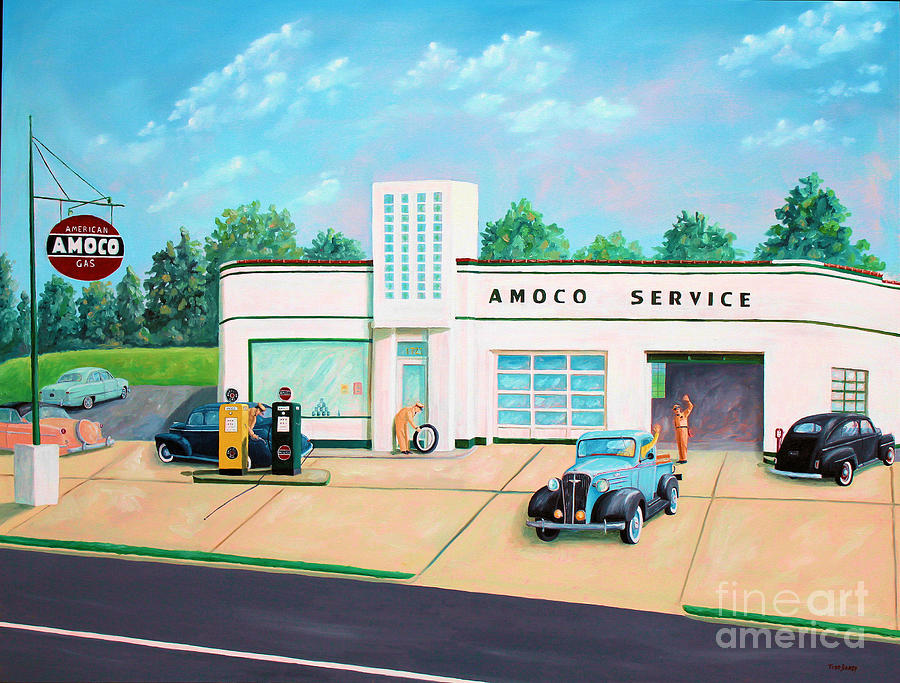 Transportation Painting - Vintage Gas Station by Todd Bandy