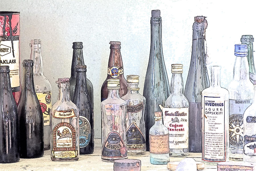 Bottle Photograph - Vintage Glass Bottle Mingle-Mangle by Heiko Koehrer-Wagner