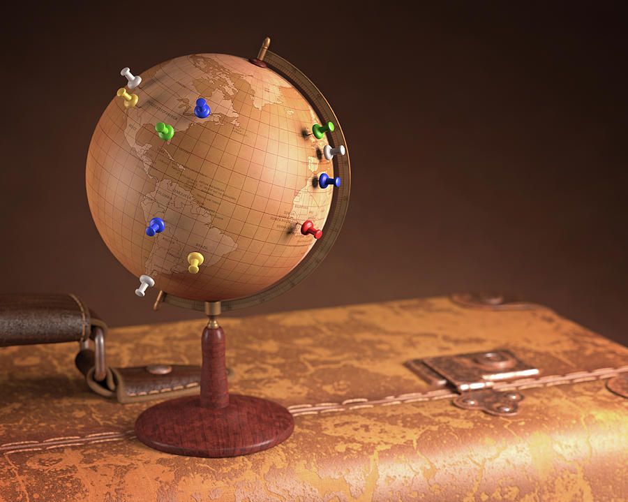 Vintage Globe And Suitcase Photograph by Ktsdesign