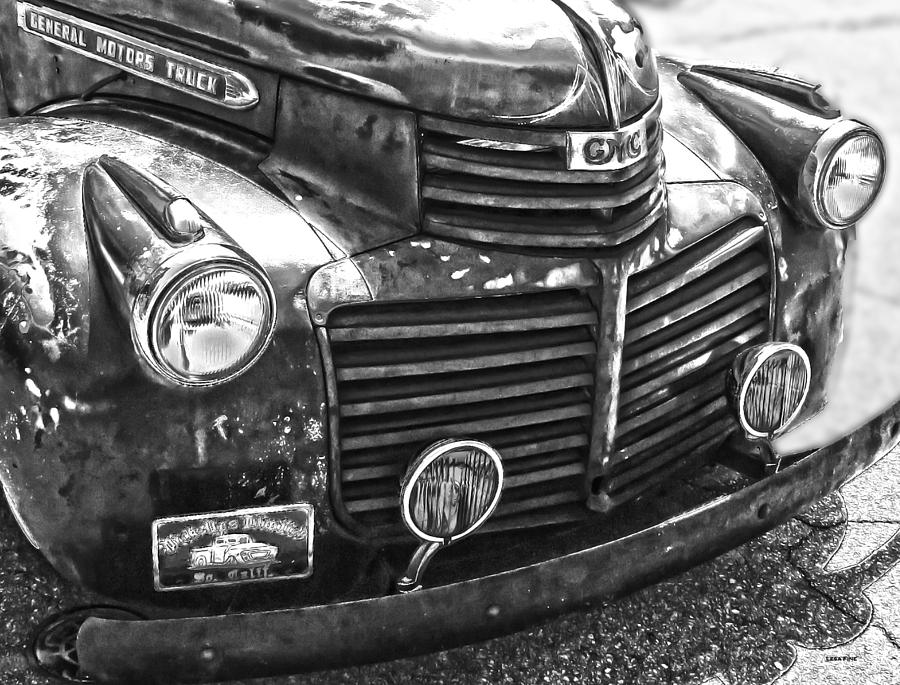 Vintage GM Truck Frontal BW Photograph by Lesa Fine
