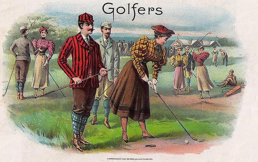Vintage Digital Art - Vintage Golfers by Maciek Froncisz