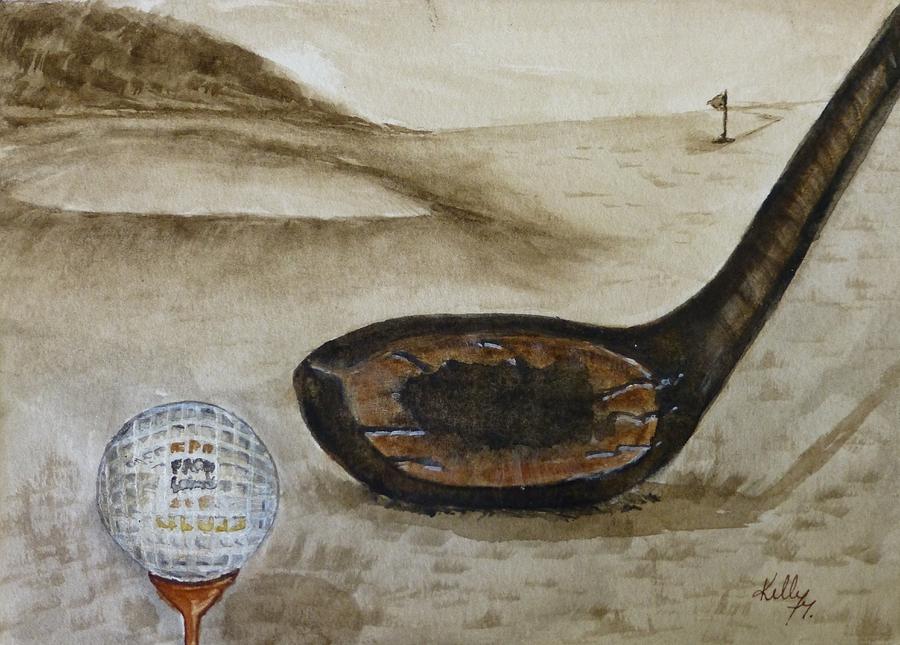 Vintage Golfing in the early 1900s Painting by Kelly Mills