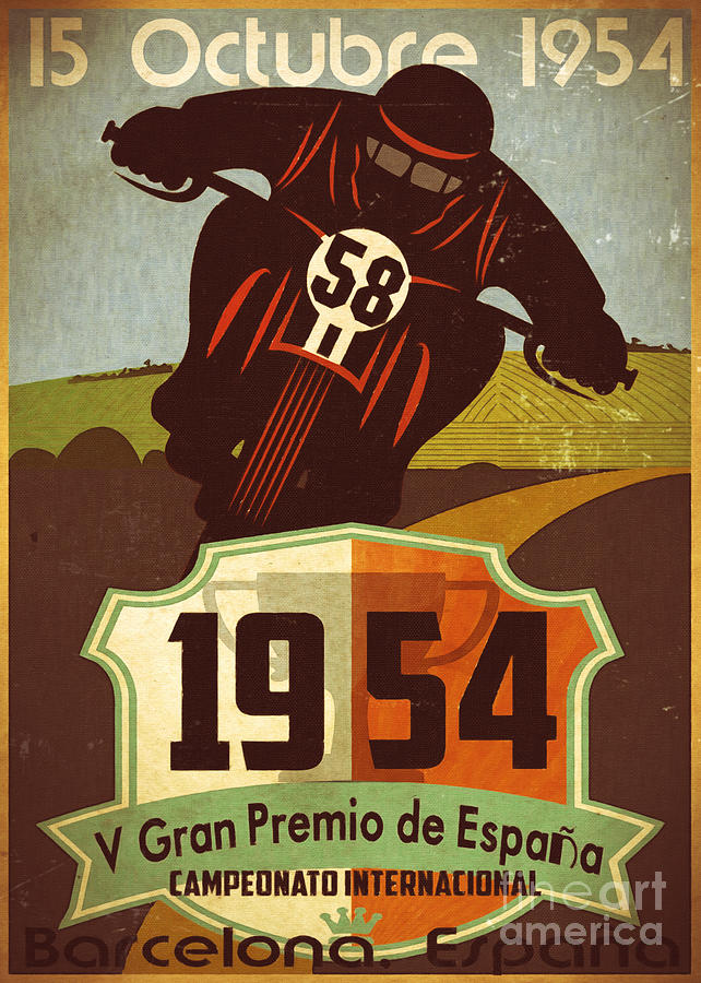 Vintage Painting - Vintage Grand Prix Spain by Cinema Photography
