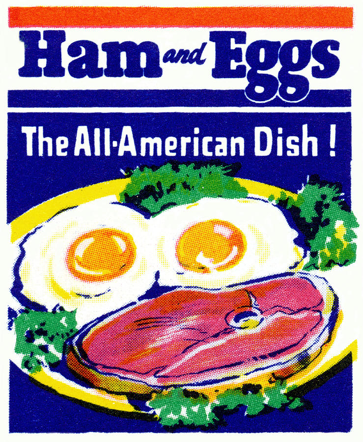 Vintage Painting - Vintage Ham and Eggs by Historic Image