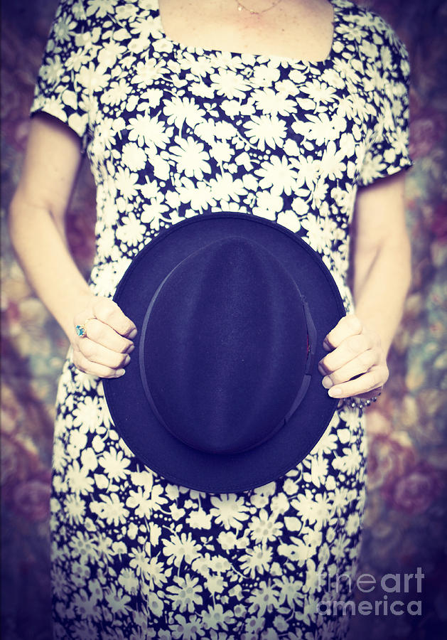 Vintage Photograph - Vintage hat flower dress woman by Edward Fielding