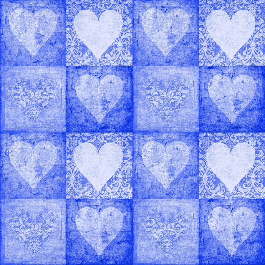 Vintage Hearts In Blue Multi Photograph by Suzanne Powers
