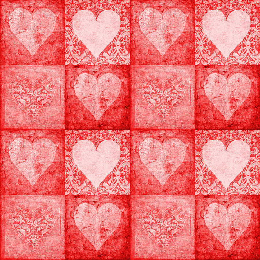 Vintage Hearts In Red Multi Photograph by Suzanne Powers