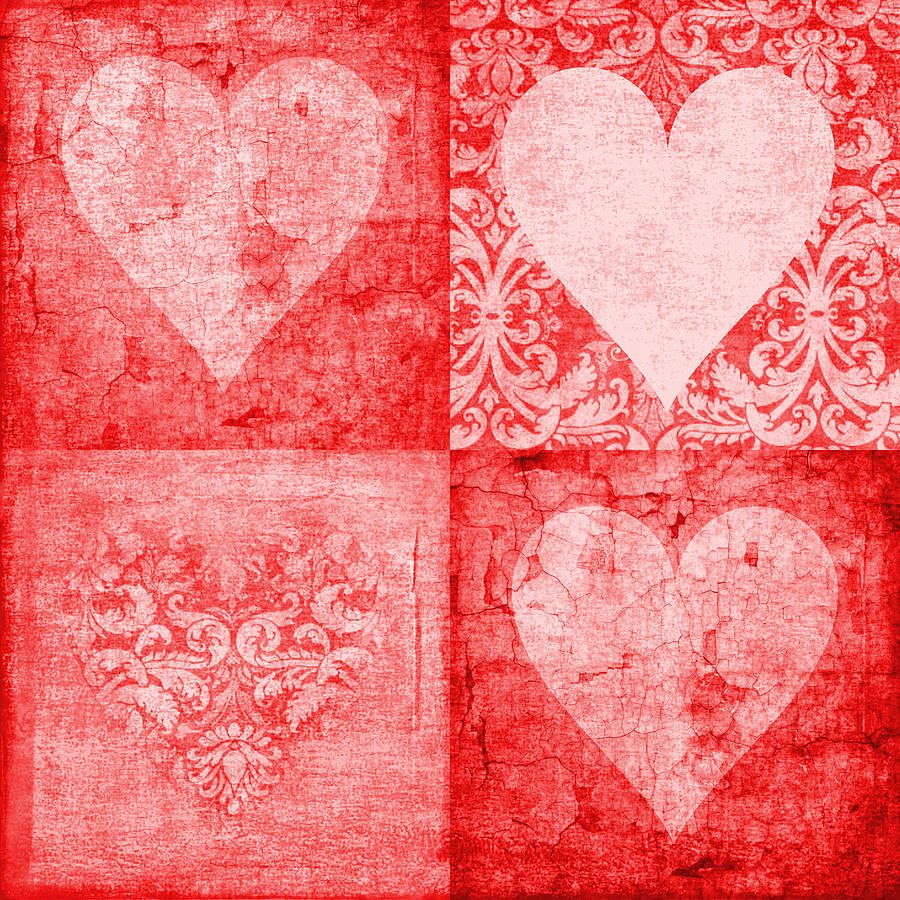 Vintage Hearts In Red Photograph by Suzanne Powers