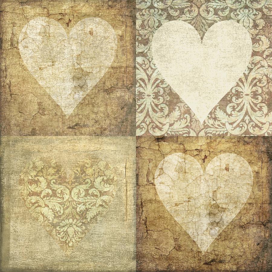 Vintage Hearts In Sepia Photograph by Suzanne Powers