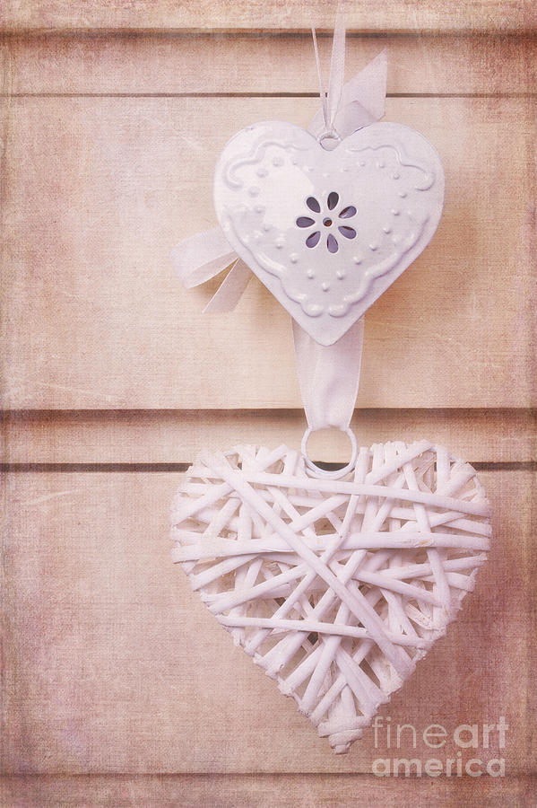 Vintage Photograph - Vintage hearts with texture by Jane Rix