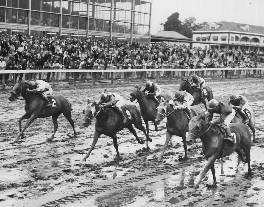 Vintage Horse Racing Muddy Conditions Photograph by Retro Images Archive