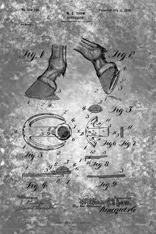 Vintage Horseshoe Patent From 1899 Painting by Celestial Images