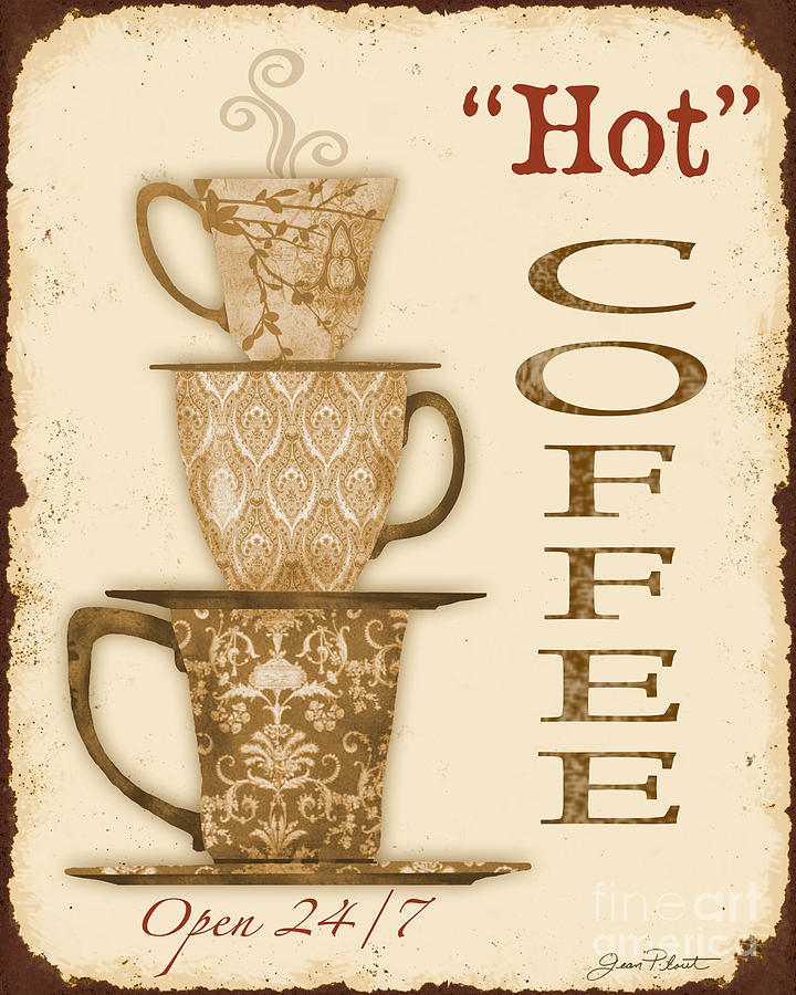 Vintage Hot Coffee Sign Digital Art by Jean Plout
