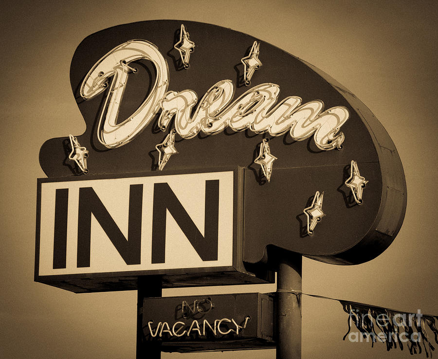 Vintage Photograph - Vintage Hotel - Motel Sign by Gary Whitton