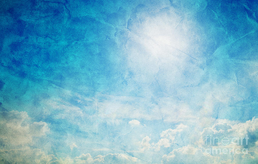 Vintage Photograph - Vintage image of sunny blue sky by Michal Bednarek